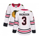 Women Adidas Chicago Blackhawks #3 Keith Magnuson Authentic White Away NHL Jersey
