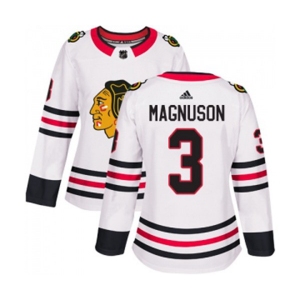 Women Adidas Chicago Blackhawks #3 Keith Magnuson Authentic White Away NHL Jersey