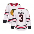 Women Adidas Chicago Blackhawks #3 Pierre Pilote Authentic White Away NHL Jersey