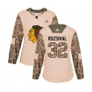 Women Adidas Chicago Blackhawks #32 Michal Rozsival Authentic Camo Veterans Day Practice NHL Jersey