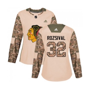 Women Adidas Chicago Blackhawks #32 Michal Rozsival Authentic Camo Veterans Day Practice NHL Jersey