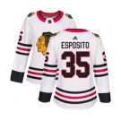 Women Adidas Chicago Blackhawks #35 Tony Esposito Authentic White Away NHL Jersey