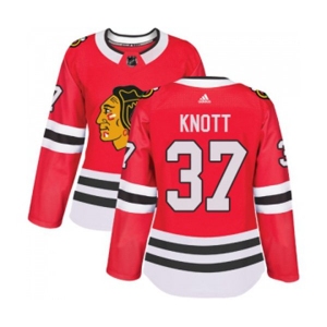 Women Adidas Chicago Blackhawks #37 Graham Knott Authentic Red Home NHL Jersey