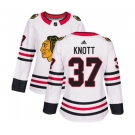 Women Adidas Chicago Blackhawks #37 Graham Knott Authentic White Away NHL Jersey