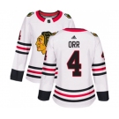 Women Adidas Chicago Blackhawks #4 Bobby Orr Authentic White Away NHL Jersey