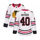 Women Adidas Chicago Blackhawks #40 John Hayden Authentic White Away NHL Jersey