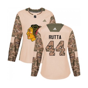 Women Adidas Chicago Blackhawks #44 Jan Rutta Authentic Camo Veterans Day Practice NHL Jersey
