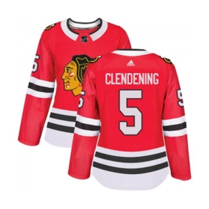 Women Adidas Chicago Blackhawks #5 Adam Clendening Authentic Red Home NHL Jersey