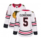 Women Adidas Chicago Blackhawks #5 Adam Clendening Authentic White Away NHL Jersey