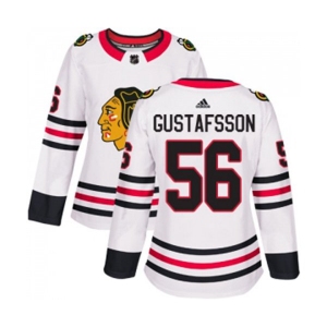 Women Adidas Chicago Blackhawks #56 Erik Gustafsson Authentic White Away NHL Jersey