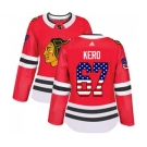 Women Adidas Chicago Blackhawks #67 Tanner Kero Authentic Red USA Flag Fashion NHL Jersey
