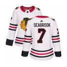 Women Adidas Chicago Blackhawks #7 Brent Seabrook Authentic White Away NHL Jersey