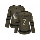 Women Adidas Chicago Blackhawks #7 Brent Seabrook Green Salute to Service Stitched NHL Jersey