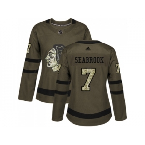 Women Adidas Chicago Blackhawks #7 Brent Seabrook Green Salute to Service Stitched NHL Jersey