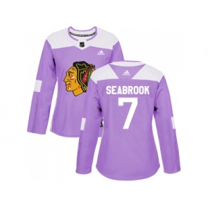Women Adidas Chicago Blackhawks #7 Brent Seabrook Purple Authentic Fights Cancer Stitched NHL Jersey