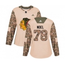 Women Adidas Chicago Blackhawks #78 Nathan Noel Authentic Camo Veterans Day Practice NHL Jersey