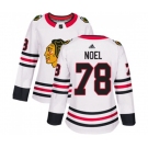 Women Adidas Chicago Blackhawks #78 Nathan Noel Authentic White Away NHL Jersey