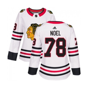 Women Adidas Chicago Blackhawks #78 Nathan Noel Authentic White Away NHL Jersey