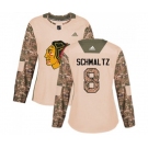 Women Adidas Chicago Blackhawks #8 Nick Schmaltz Authentic Camo Veterans Day Practice NHL Jersey