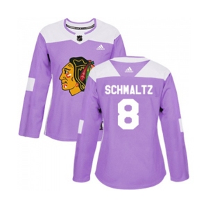 Women Adidas Chicago Blackhawks #8 Nick Schmaltz Authentic Purple Fights Cancer Practice NHL Jersey