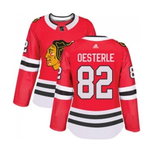 Women Adidas Chicago Blackhawks #82 Jordan Oesterle Authentic Red Home NHL Jersey