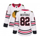 Women Adidas Chicago Blackhawks #82 Jordan Oesterle Authentic White Away NHL Jersey