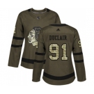 Women Adidas Chicago Blackhawks #91 Anthony Duclair Authentic Green Salute to Service NHL Jersey