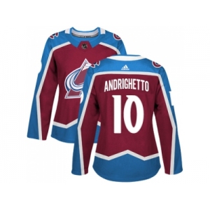 Women Adidas Colorado Avalanche #10 Sven Andrighetto Burgundy Home Authentic Stitched NHL Jersey