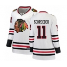 Women Chicago Blackhawks #11 Jordan Schroeder Authentic White Away Fanatics Branded Breakaway NHL Jersey