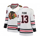 Women Chicago Blackhawks #13 CM Punk Authentic White Away Fanatics Branded Breakaway NHL Jersey