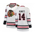 Women Chicago Blackhawks #14 Chris Kunitz Authentic White Away Fanatics Branded Breakaway NHL Jersey