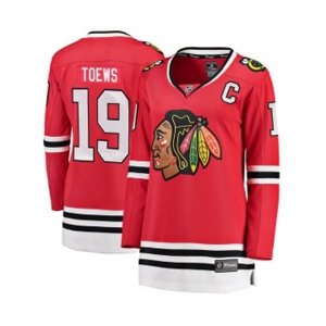 Women Chicago Blackhawks #19 Jonathan Toews Fanatics Branded Red Home Breakaway NHL Jersey