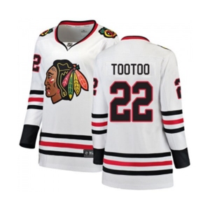 Women Chicago Blackhawks #22 Jordin Tootoo Authentic White Away Fanatics Branded Breakaway NHL Jersey