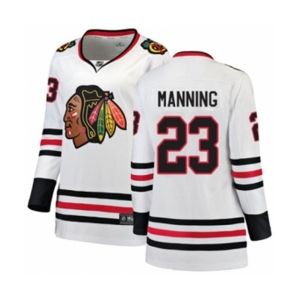 Women Chicago Blackhawks #23 Brandon Manning Authentic White Away Fanatics Branded Breakaway NHL Jersey