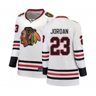 Women Chicago Blackhawks #23 Michael Jordan Authentic White Away Fanatics Branded Breakaway NHL Jersey