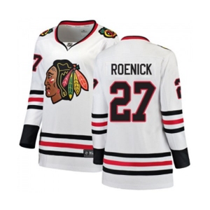 Women Chicago Blackhawks #27 Jeremy Roenick Authentic White Away Fanatics Branded Breakaway NHL Jersey