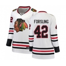 Women Chicago Blackhawks #42 Gustav Forsling Authentic White Away Fanatics Branded Breakaway NHL Jersey