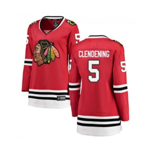 Women Chicago Blackhawks #5 Adam Clendening Authentic Red Home Fanatics Branded Breakaway NHL Jersey