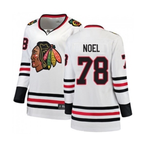 Women Chicago Blackhawks #78 Nathan Noel Authentic White Away Fanatics Branded Breakaway NHL Jersey