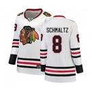 Women Chicago Blackhawks #8 Nick Schmaltz Authentic White Away Fanatics Branded Breakaway NHL Jersey