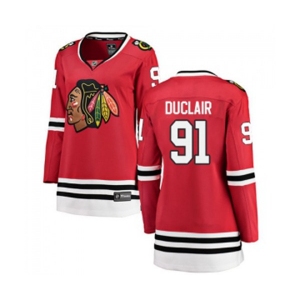 Women Chicago Blackhawks #91 Anthony Duclair Authentic Red Home Fanatics Branded Breakaway NHL Jersey