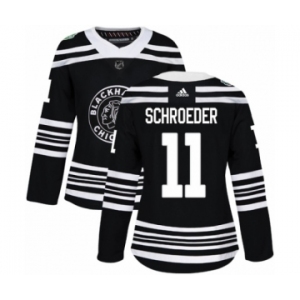 Women's Adidas Chicago Blackhawks #11 Jordan Schroeder Authentic Black 2019 Winter Classic NHL Jersey