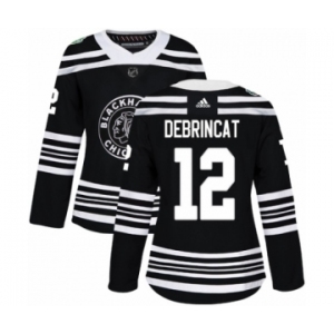 Women's Adidas Chicago Blackhawks #12 Alex DeBrincat Authentic Black 2019 Winter Classic NHL Jersey
