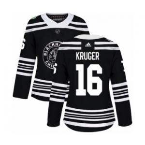 Women's Adidas Chicago Blackhawks #16 Marcus Kruger Authentic Black 2019 Winter Classic NHL Jersey