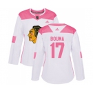 Women's Adidas Chicago Blackhawks #17 Lance Bouma Authentic White Pink Fashion NHL Jersey