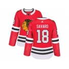 Women's Adidas Chicago Blackhawks #18 Denis Savard Authentic Red Home NHL Jersey