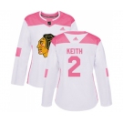 Women's Adidas Chicago Blackhawks #2 Duncan Keith Authentic White Pink Fashion NHL Jersey