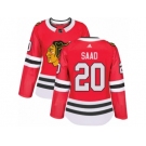 Women's Adidas Chicago Blackhawks #20 Brandon Saad Premier Red Home NHL Jersey