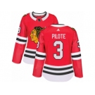 Women's Adidas Chicago Blackhawks #3 Pierre Pilote Premier Red Home NHL Jersey
