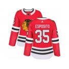 Women's Adidas Chicago Blackhawks #35 Tony Esposito Premier Red Home NHL Jersey